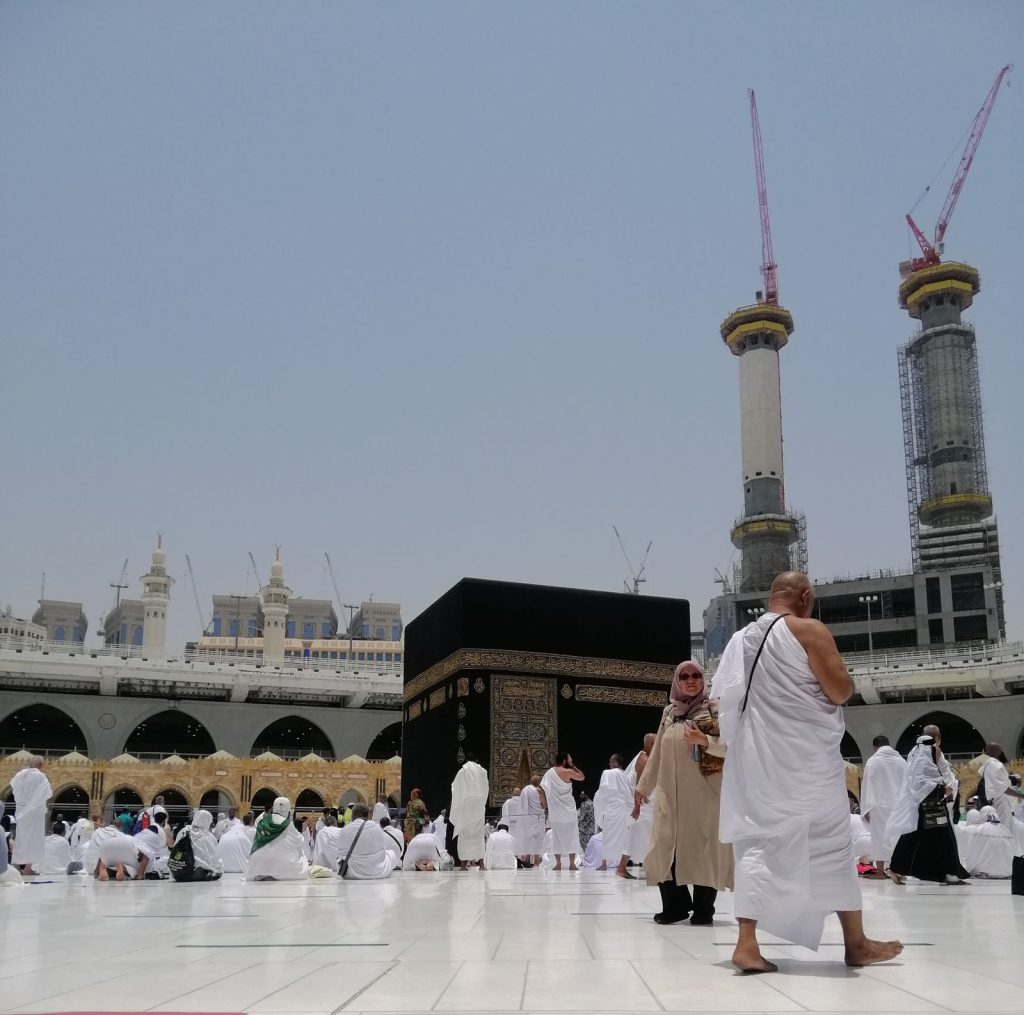 Pilgrims gather around the Kaaba during Hajj at Al Masjid Al Haram in Mecca, Saudi Arabia.